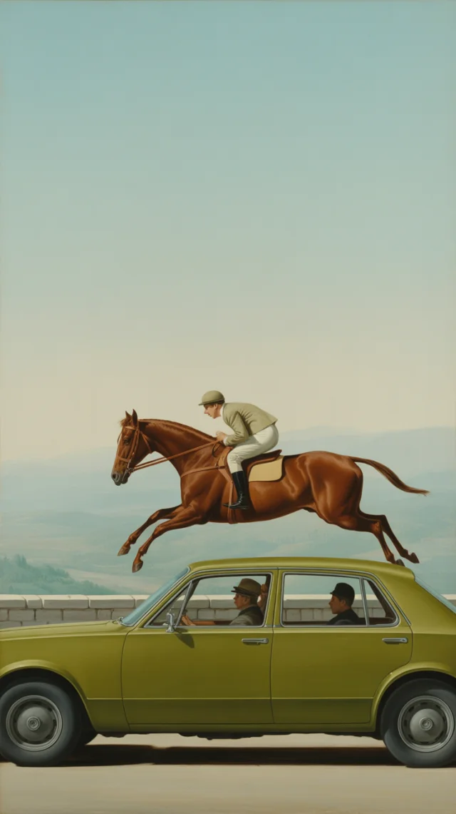 Ideogram: Surrealist Horse Jumping Over Car AI Art Test - v3.0 - Image 3