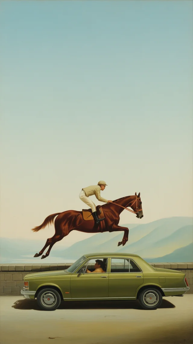 Ideogram: Surrealist Horse Jumping Over Car AI Art Test - v3.0 - Image 4