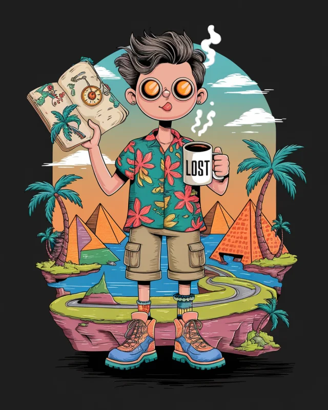 Quirky Animated Traveler Illustrations: Ideogram v2a-v3.0 - v2.0 - Image 3