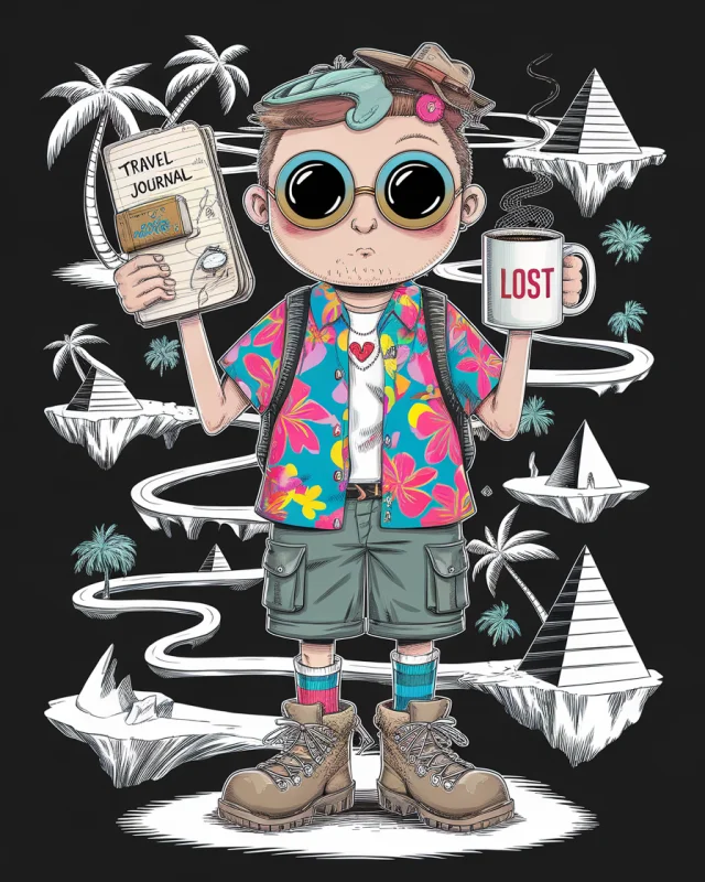 Quirky Animated Traveler Illustrations: Ideogram v2a-v3.0 - v2.0 - Image 2