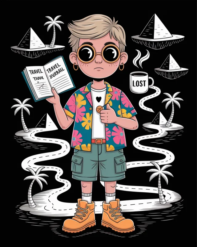Quirky Animated Traveler Illustrations: Ideogram v2a-v3.0 - v2a - Image 2