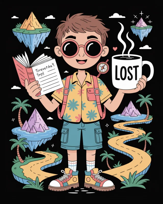 Quirky Animated Traveler Illustrations: Ideogram v2a-v3.0 - v3.0 - Image 4