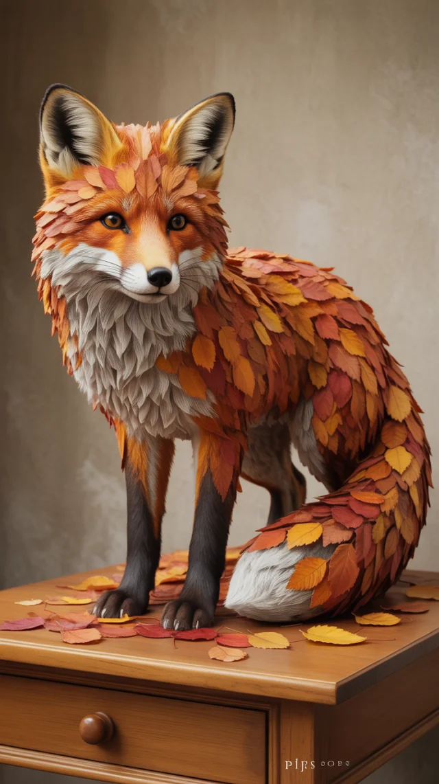 Ideogram: Autumn Leaf Fox Sculpture Art Comparison (V2a-V3) - v3.0 - Image 2