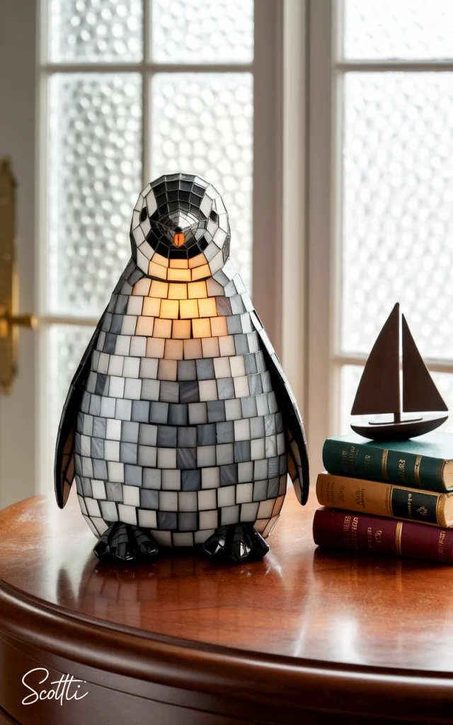 Ideogram Penguin Lamp: Stained Glass Chick Creations - v2a - Image 2