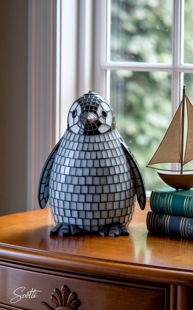 Ideogram Penguin Lamp: Stained Glass Chick Creations - v2a - Image 3