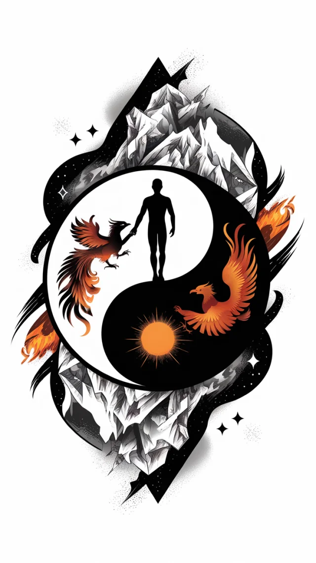 Ideogram: Yin Yang Phoenix Tattoo Design Generations - v2.0 - Image 2