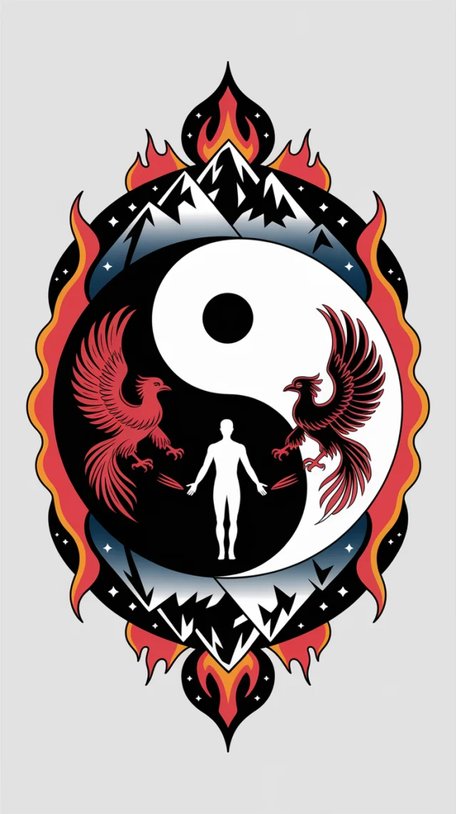 Ideogram: Yin Yang Phoenix Tattoo Design Generations - v2a - Image 2