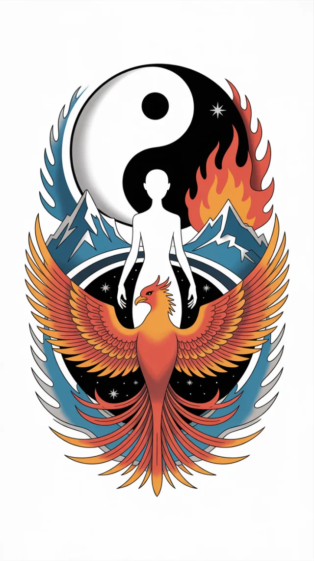 Ideogram: Yin Yang Phoenix Tattoo Design Generations - v3.0 - Image 3