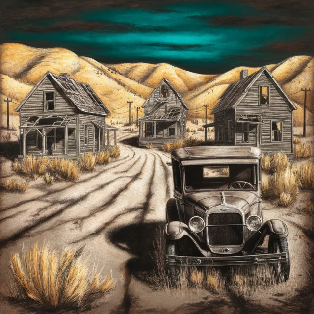 Ideogram: Best Abandoned Ghost Town Charcoal Painting? - v2.0 - Image 2