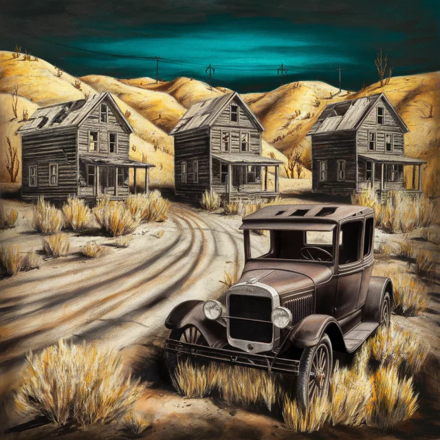 Ideogram: Best Abandoned Ghost Town Charcoal Painting? - v2.0 - Image 4