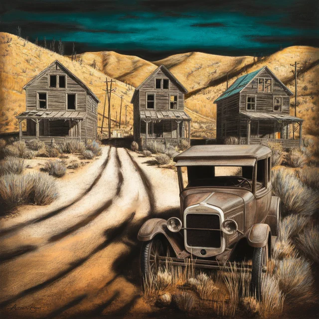 Ideogram: Best Abandoned Ghost Town Charcoal Painting? - v2.0 - Image 3