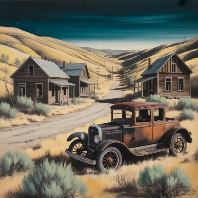 Ideogram: Best Abandoned Ghost Town Charcoal Painting? - v3.0 - Image 3