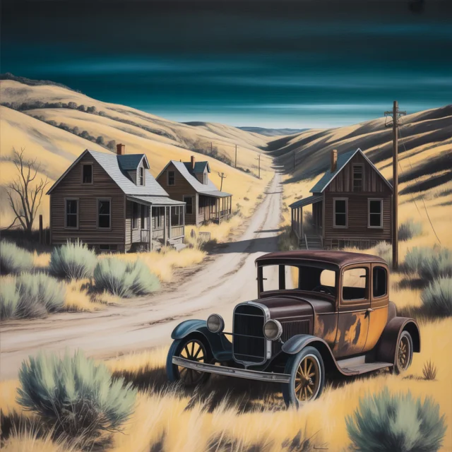 Ideogram: Best Abandoned Ghost Town Charcoal Painting? - v3.0 - Image 4