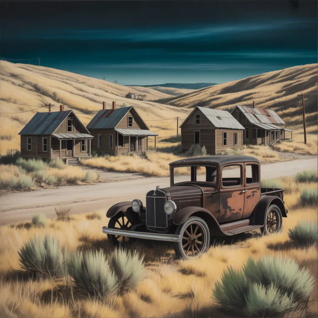 Ideogram: Best Abandoned Ghost Town Charcoal Painting? - v3.0 - Image 2