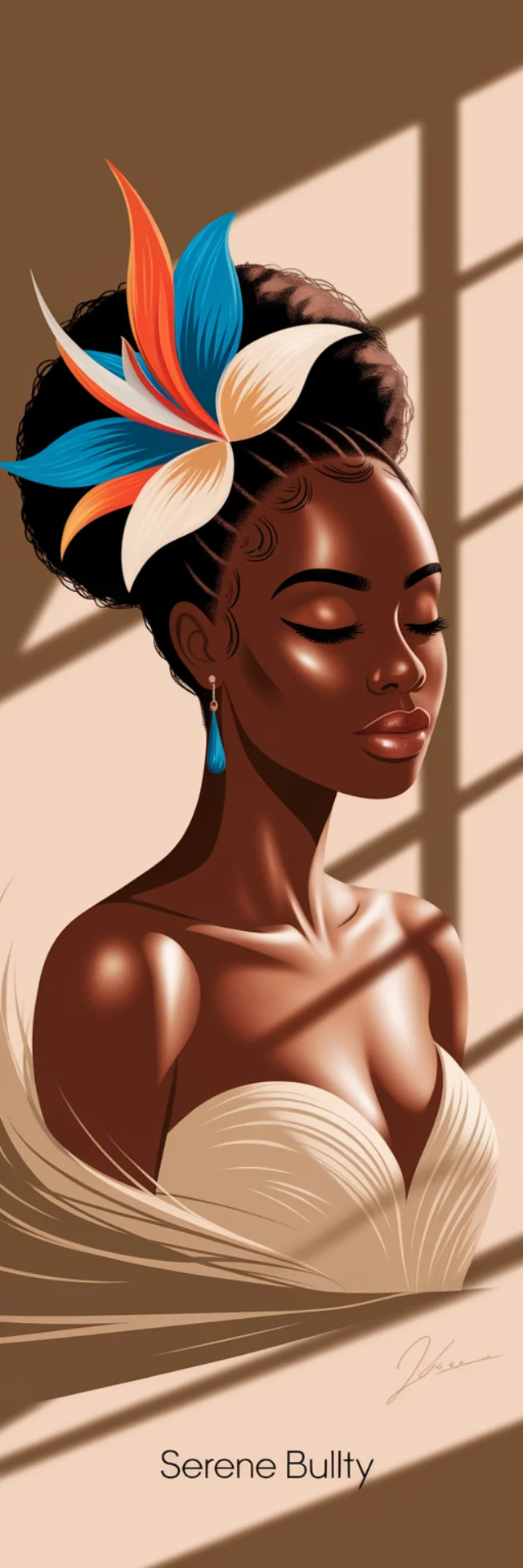 Ideogram: Serene Black Woman Digital Art Comparison (v2a-v3) - v2a - Image 1
