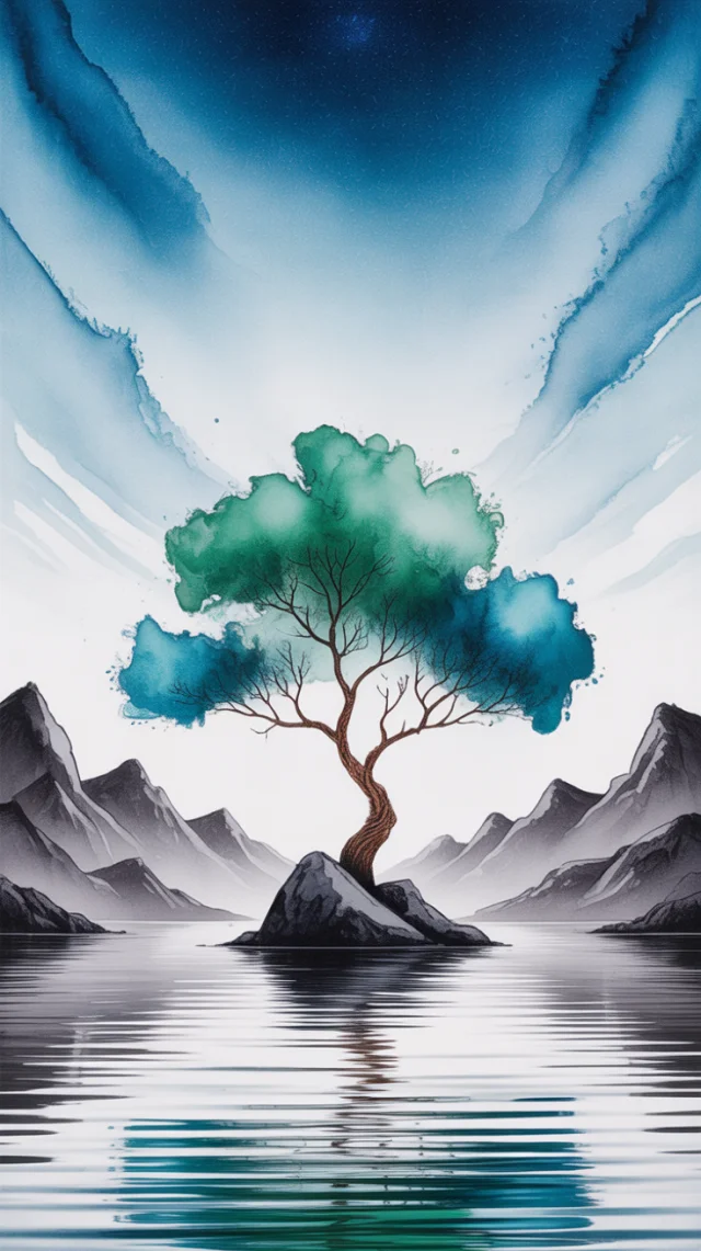 Creating Minimalist Alcohol Ink Tree Art with Ideogram - v3.0 - Image 1