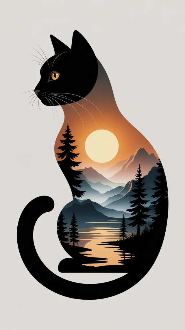 Ideogram: Best Cat Silhouette Landscape Art Generation - v3.0 - Image 3