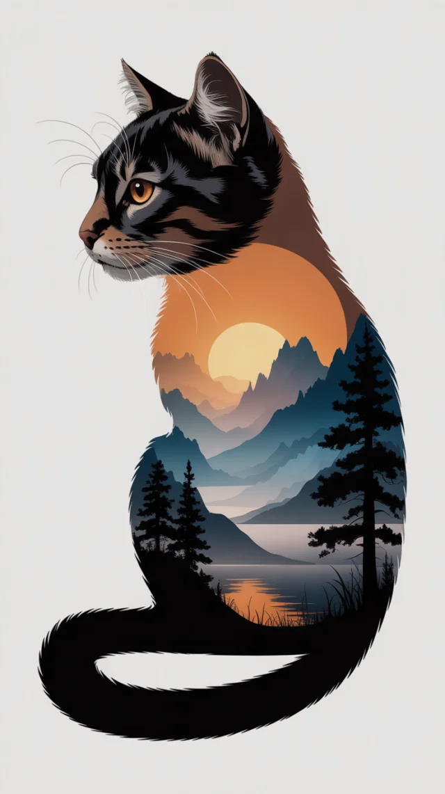 Ideogram: Best Cat Silhouette Landscape Art Generation - v3.0 - Image 1