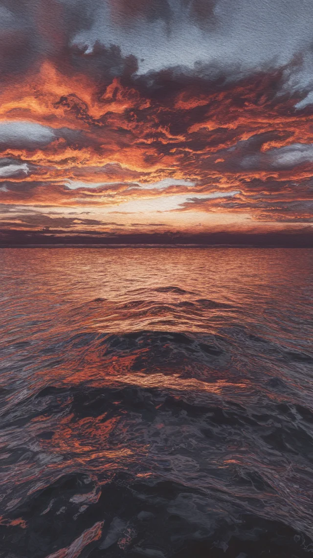 AI Sunset Sea: Realistic Watercolor Ideogram Test - v2.0 - Image 2