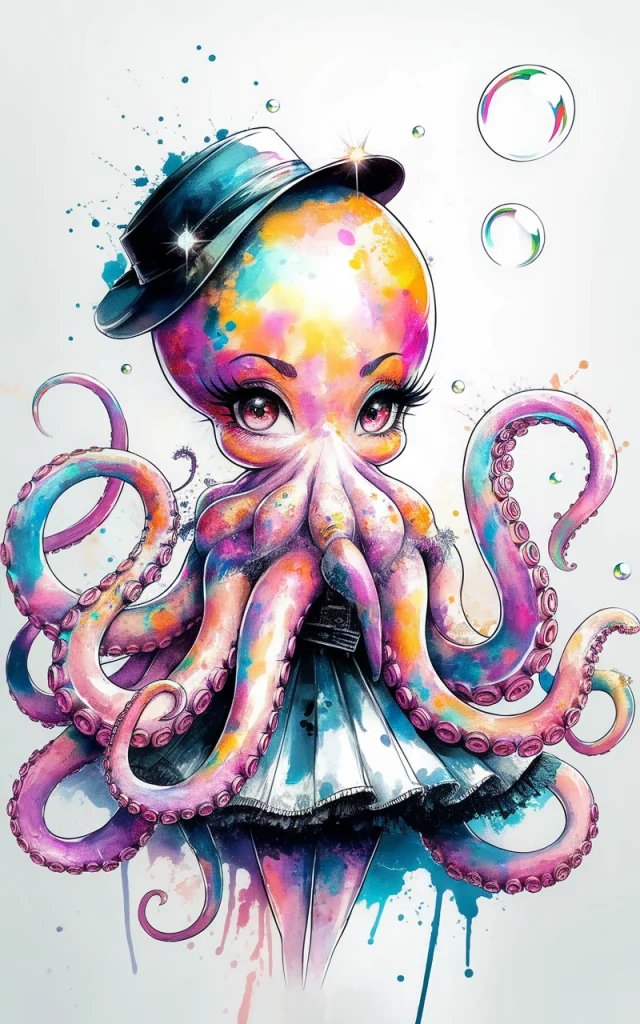 Ideogram: Creating Fashionable Anime Octopus Illustrations - v2.0 - Image 1