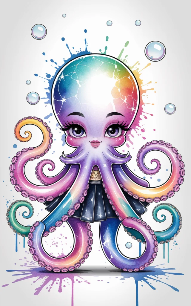 Ideogram: Creating Fashionable Anime Octopus Illustrations - v2a - Image 3