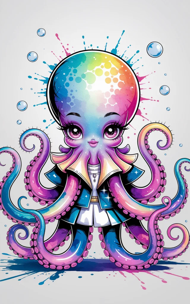 Ideogram: Creating Fashionable Anime Octopus Illustrations - v2a - Image 2