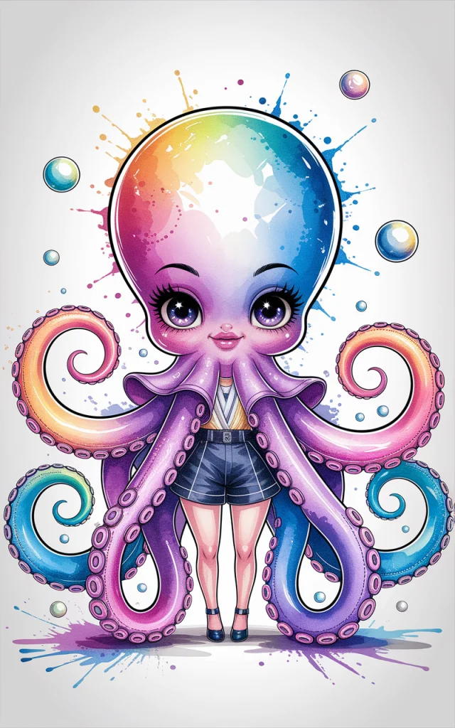 Ideogram: Creating Fashionable Anime Octopus Illustrations - v2a - Image 4