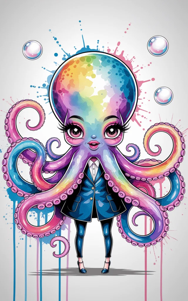 Ideogram: Creating Fashionable Anime Octopus Illustrations - v2a - Image 1