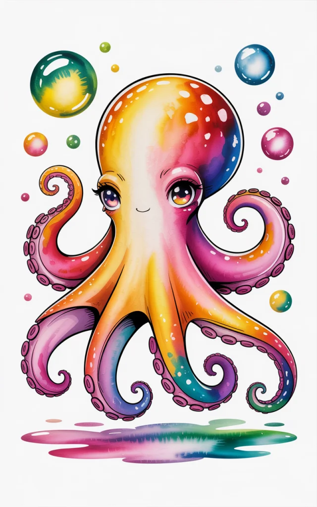 Ideogram: Creating Fashionable Anime Octopus Illustrations - v3.0 - Image 4