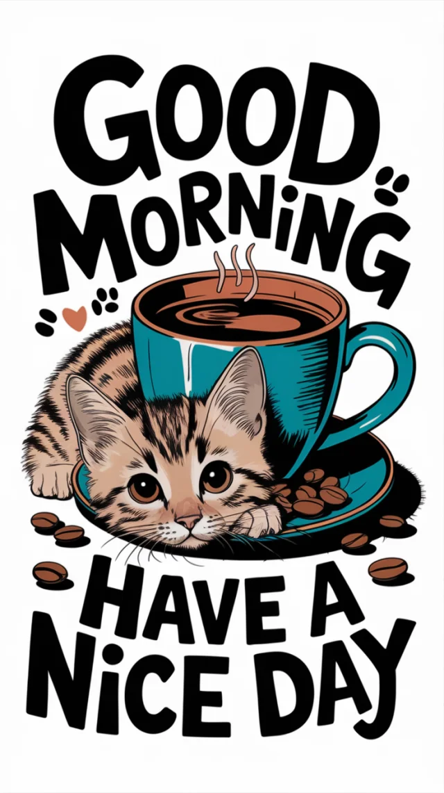 Cartoon Kitten Greeting: Ideogram v2a, v2.0, v3.0 Compared - v2.0 - Image 3
