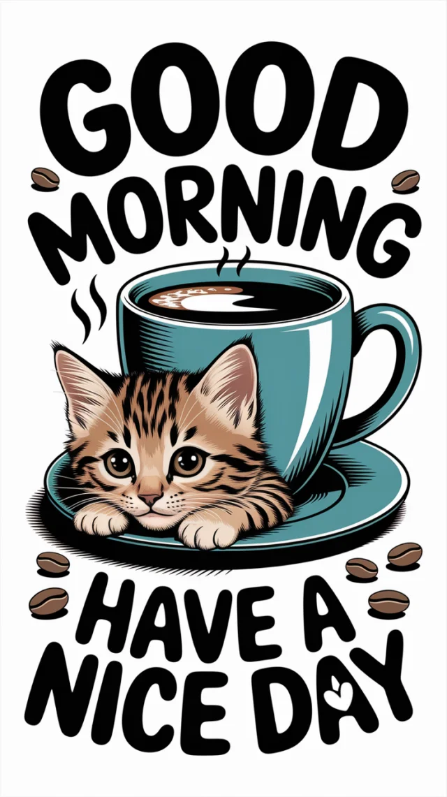 Cartoon Kitten Greeting: Ideogram v2a, v2.0, v3.0 Compared - v2a - Image 2