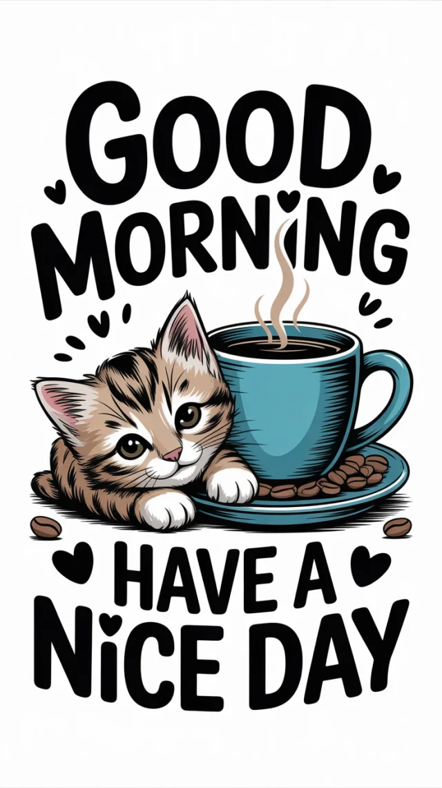 Cartoon Kitten Greeting: Ideogram v2a, v2.0, v3.0 Compared - v3.0 - Image 2