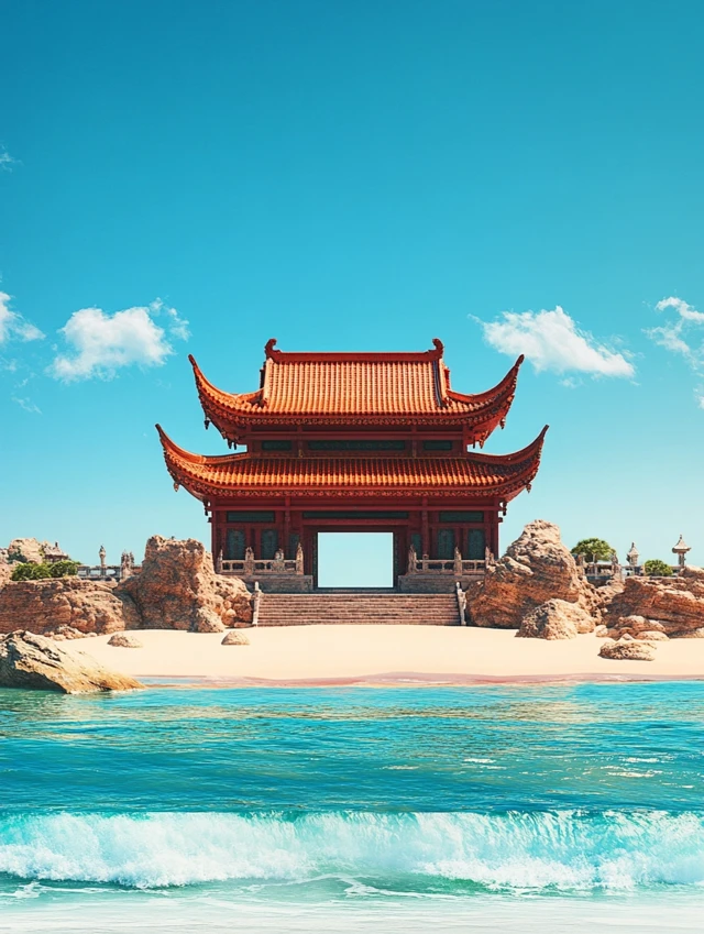 MJ v5.2-v7: East Asian Temple Poster Design Showdown - v6.1 - Image 1