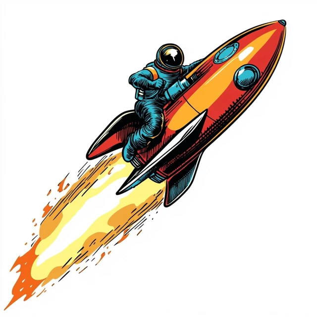 MJ v5-v7: Postcard Style Rocket Illustrations Compared - v6.1 - Image 3
