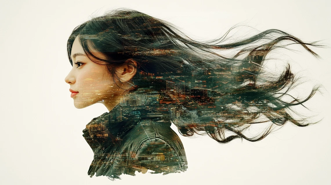 Midjourney Double Exposure Woman Earth Art: v5.2-v7 Review - v6.1 - Image 3