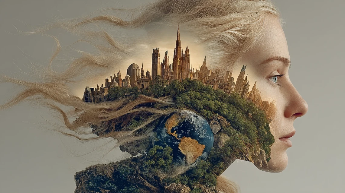 Midjourney Double Exposure Woman Earth Art: v5.2-v7 Review - v7.0 - Image 4