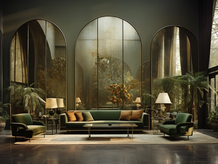 Midjourney Photorealistic Arched Mirror Interiors Compared - v5.2 - Image 3