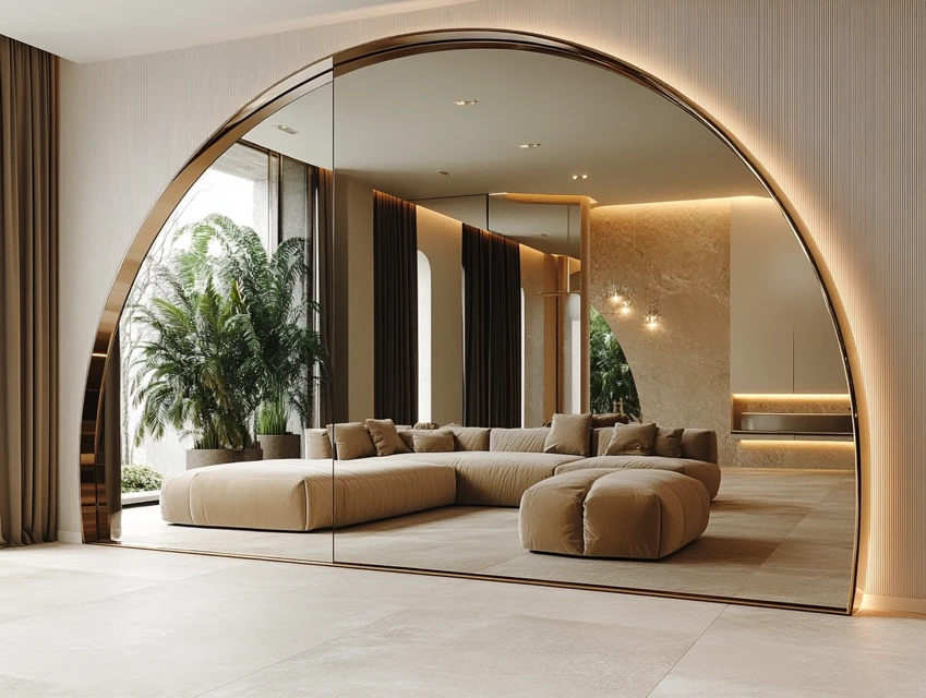 Midjourney Photorealistic Arched Mirror Interiors Compared - v6.1 - Image 3