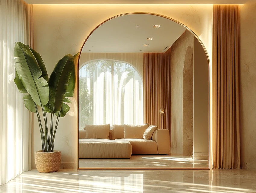 Midjourney Photorealistic Arched Mirror Interiors Compared - v6.1 - Image 4