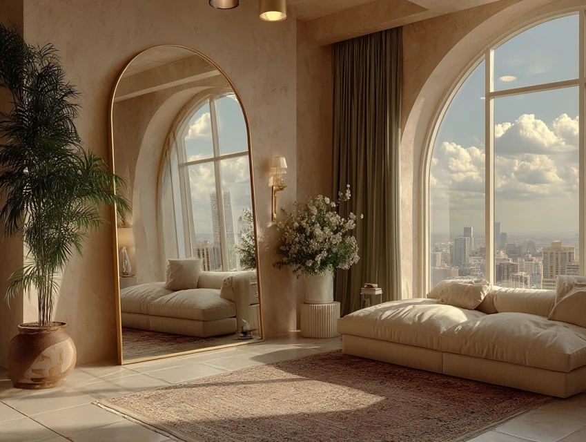 Midjourney Photorealistic Arched Mirror Interiors Compared - v7.0 - Image 3