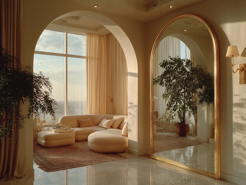Midjourney Photorealistic Arched Mirror Interiors Compared - v7.0 - Image 1