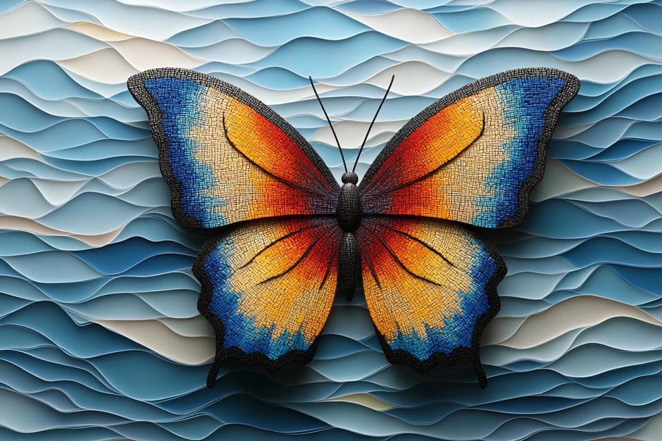 Midjourney Mosaic Butterfly Art: v5.2 v6.1 v7.0 Compared - v6.1 - Image 2