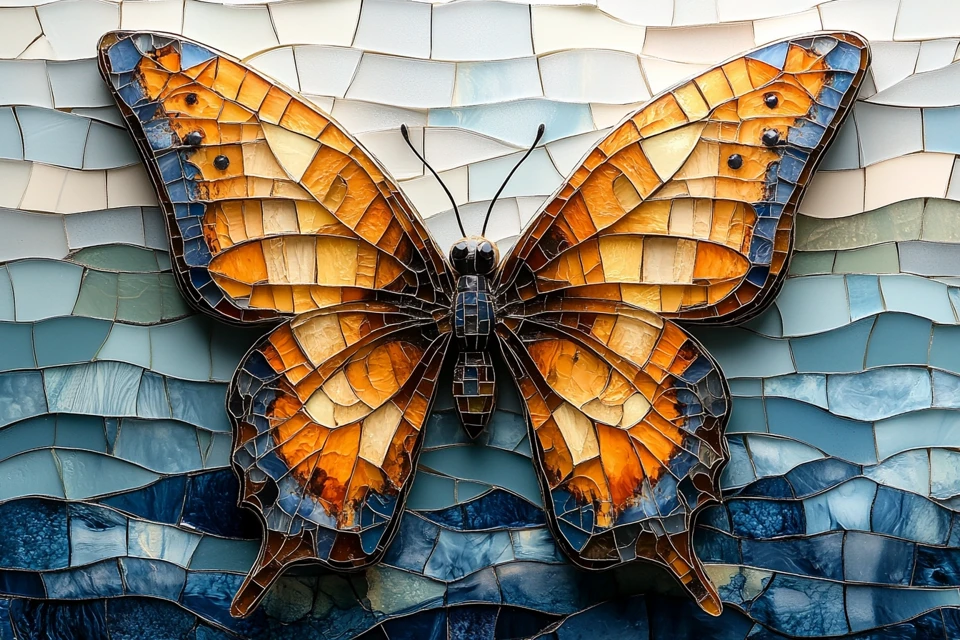 Midjourney Mosaic Butterfly Art: v5.2 v6.1 v7.0 Compared - v6.1 - Image 3