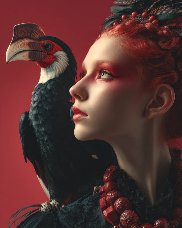 MidJourney’s Evolution: Surreal Hornbill Portrait Photography - v7.0 - Image 3