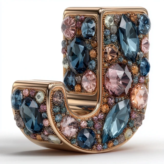 Midjourney 3D Gemstone Letter J: v5.2 vs v6.1 vs v7.0 Test - v7.0 - Image 4
