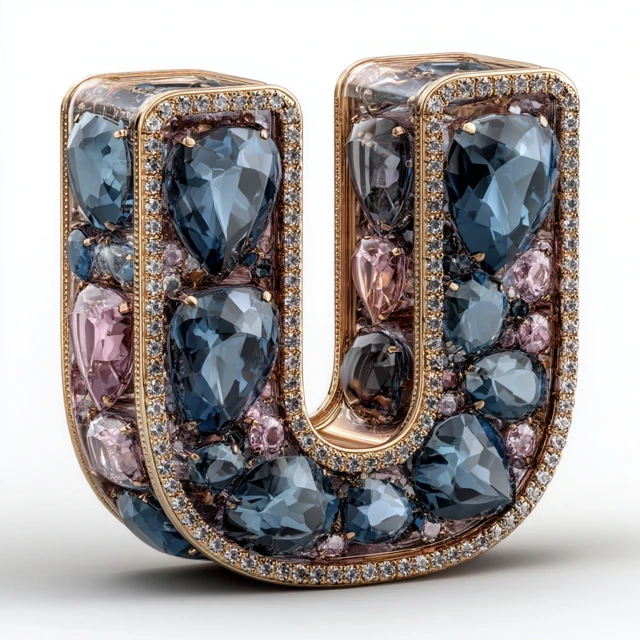 Midjourney 3D Gemstone Letter J: v5.2 vs v6.1 vs v7.0 Test - v7.0 - Image 3