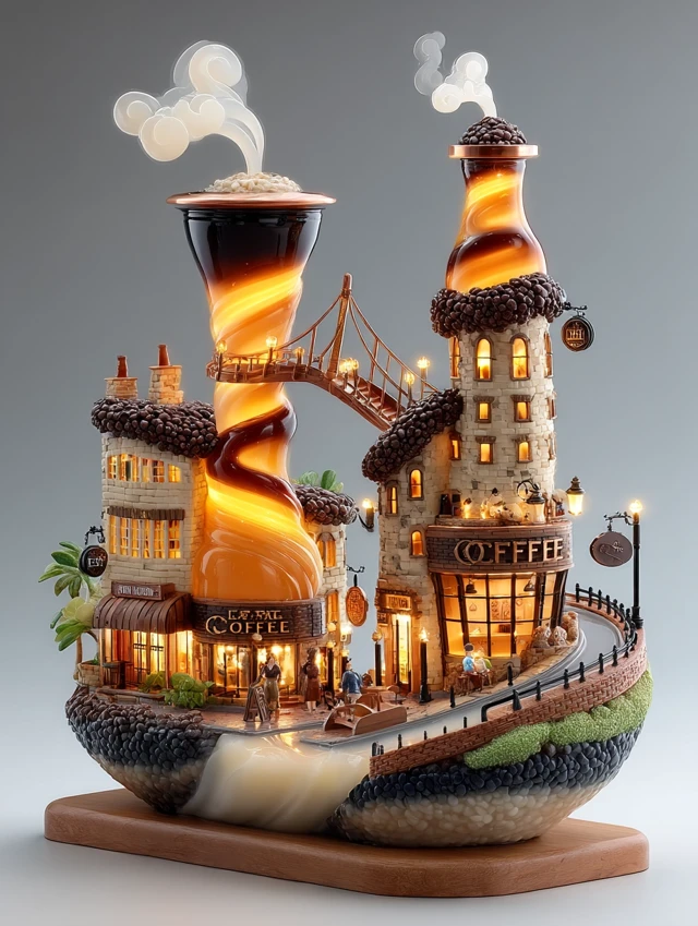 MidJourney Coffee Town Dioramas: Evolution Across Versions - v7.0 - Image 1