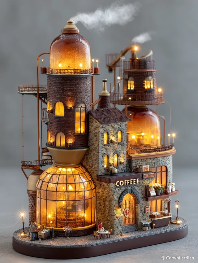 MidJourney Coffee Town Dioramas: Evolution Across Versions - v7.0 - Image 4