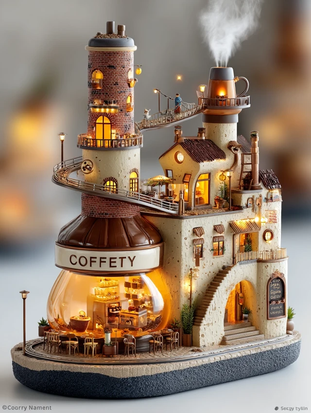 MidJourney Coffee Town Dioramas: Evolution Across Versions - v7.0 - Image 3