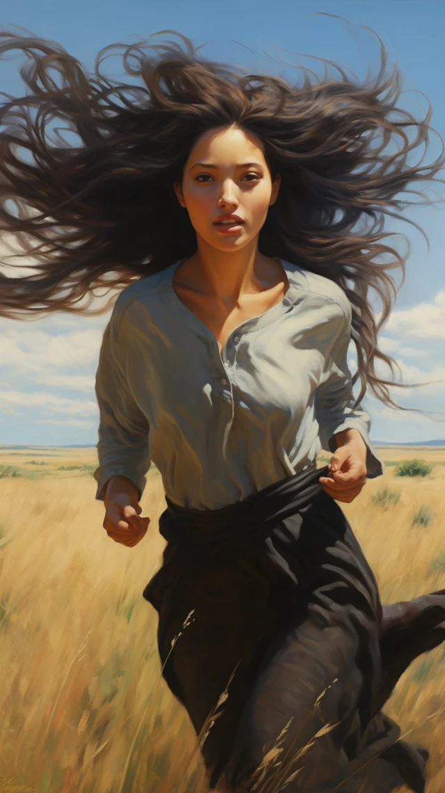 Midjourney Long Black Hair Grassland: v5.2 vs v6.1 vs v7.0 - v5.2 - Image 2